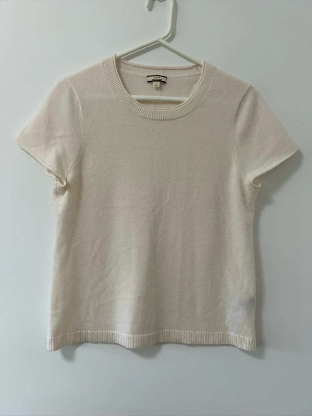 J. Crew Cream Short-Sleeve Crewneck‎ Sweater